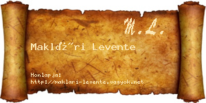 Maklári Levente névjegykártya